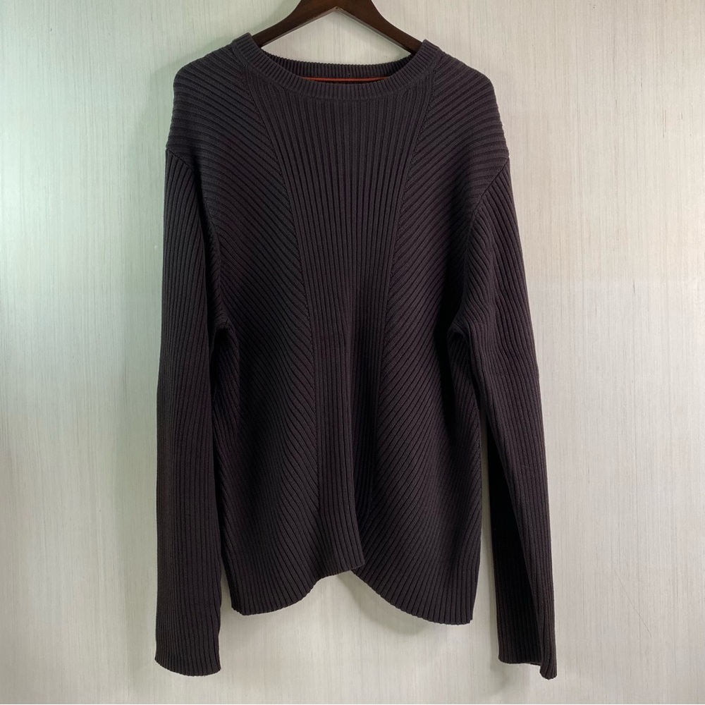 Michael Michael Kors Men's Crewneck Ribbed Sweater Heavy Deep Brown XL